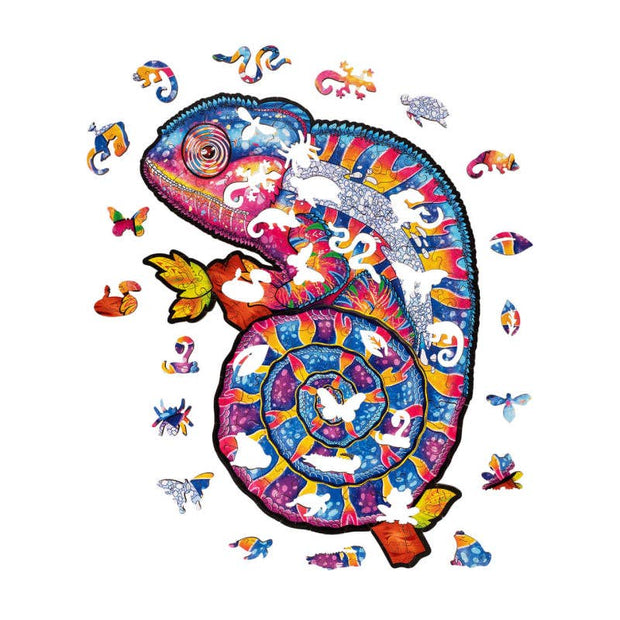 Hypnotic Chameleon Jigsaw Puzzle | Woodlika Magic Animals: Cardboard Box