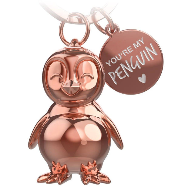 “You're my penguin” Frosty penguin keychain with engraving - cute penguin lucky charm as a gift for partner