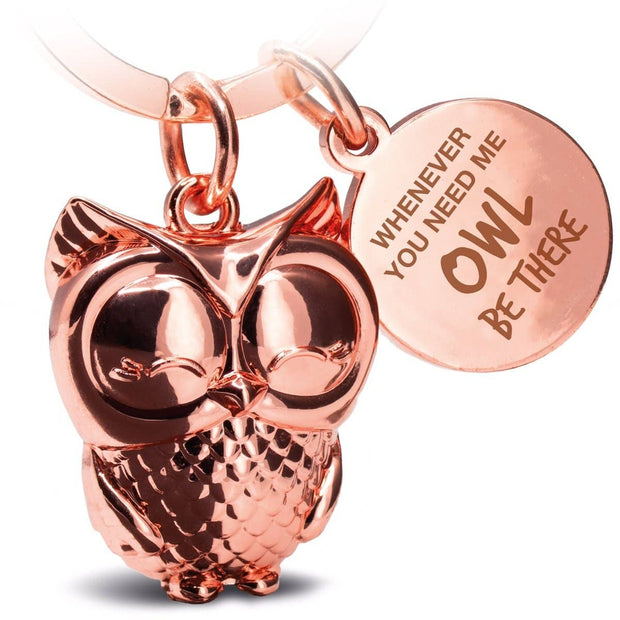 “Owl be there” owly keychain with engraving - cute owl lucky charm