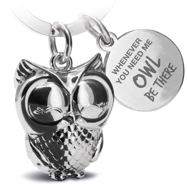 “Owl be there” owly keychain with engraving - cute owl lucky charm