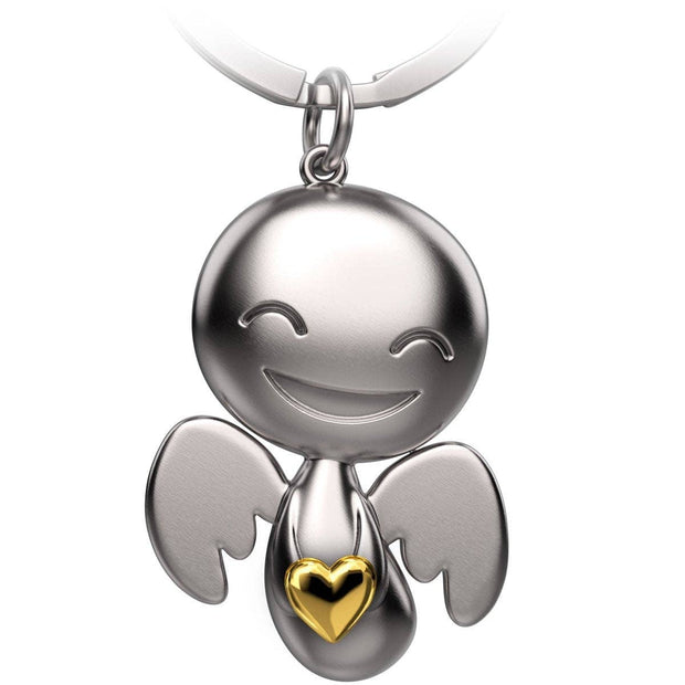 “Happy” with heart - guardian angel keychain - sweet angel lucky charm with heart
