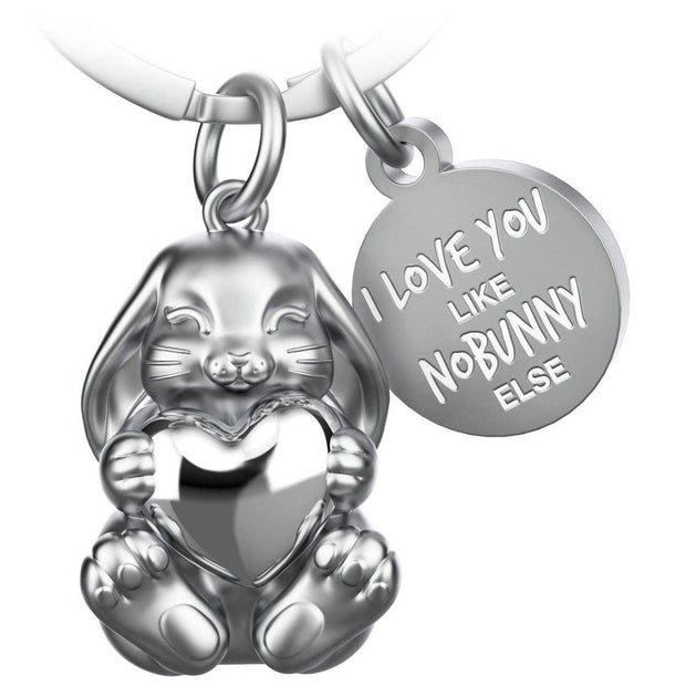 “I love you like nobunny else” bunny keychain “Bunny” with engraving - lovely lucky charm with heart