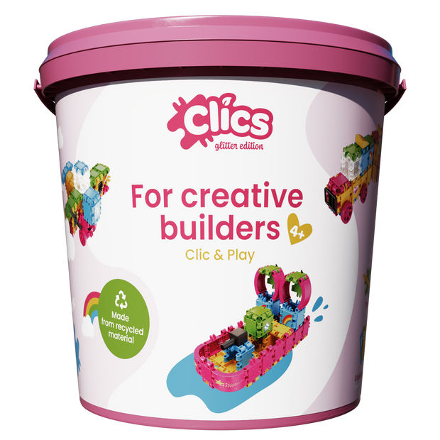 Clics Bucket 8 in 1 - Glitter - made from recycled material