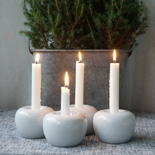 Candleholder modern Apple: Shiny White / 10x7.5  cm