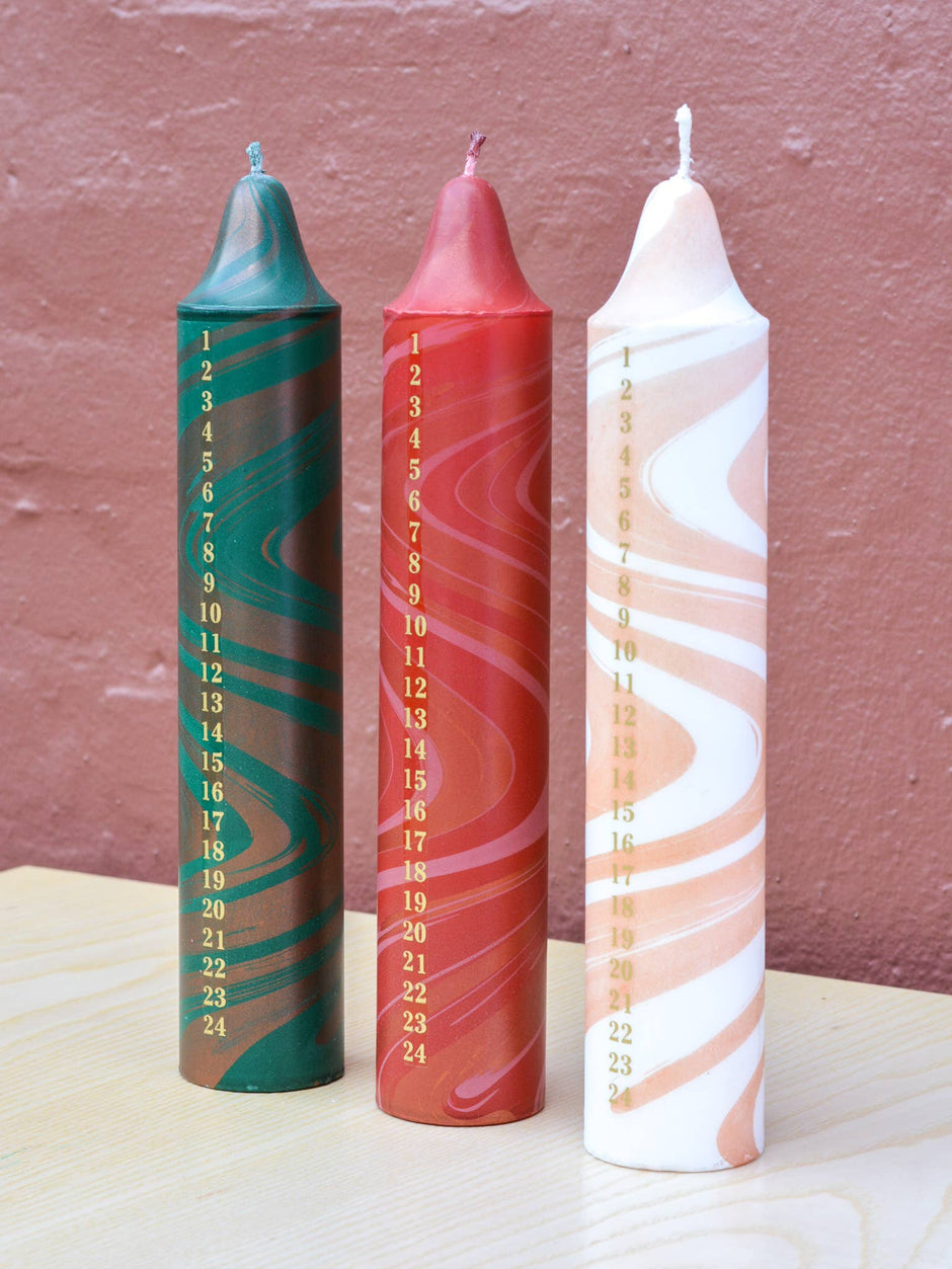 Advent Candle, Christmas Calendar, Mix Of Red, Green Colours