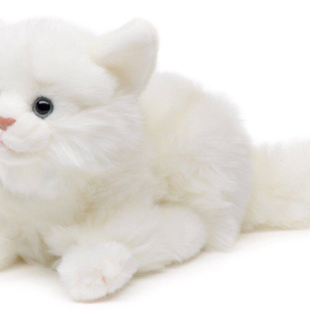 Cat lying down (white) - 20 cm (length) - cuddly/plush toy