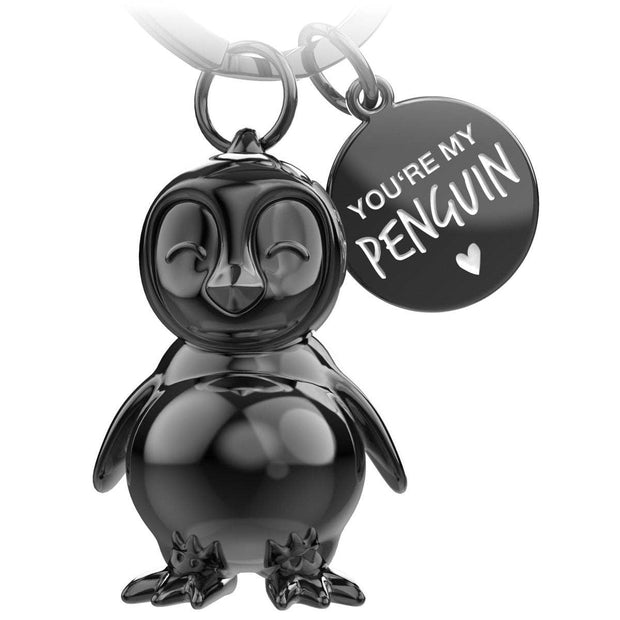 “You're my penguin” Frosty penguin keychain with engraving - cute penguin lucky charm as a gift for partner