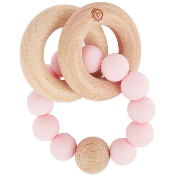 Teething ring with silicone chain pink