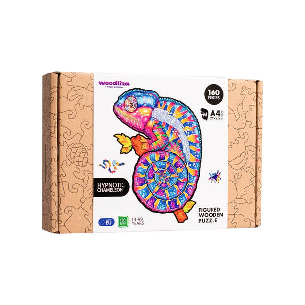 Hypnotic Chameleon Jigsaw Puzzle | Woodlika Magic Animals: Cardboard Box