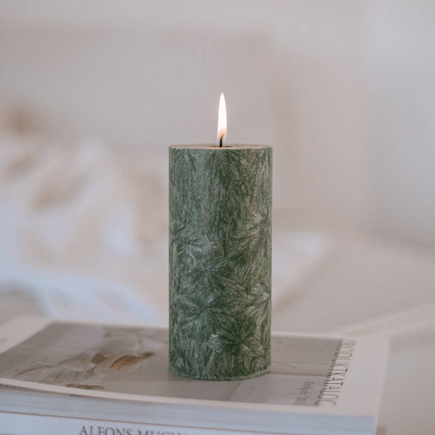 Olive block candle 70x150 grey or green