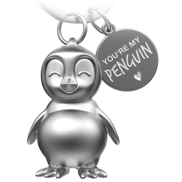 “You're my penguin” Frosty penguin keychain with engraving - cute penguin lucky charm as a gift for partner