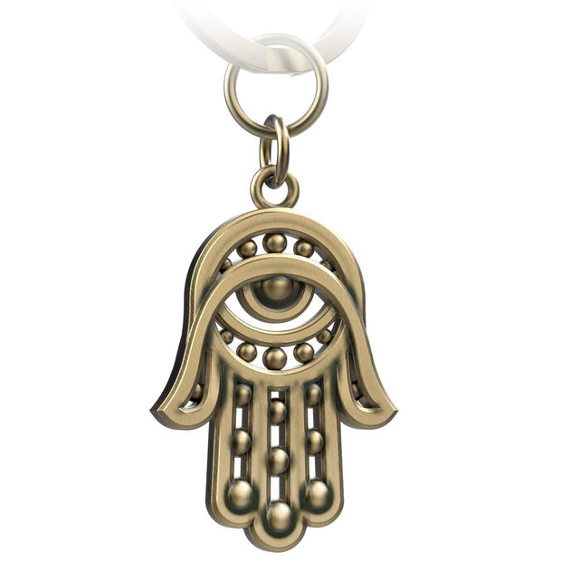 “Hamsa” Hand Fatima's Key Ring Amulet - Hand of Fatima Talisman - Repel Evil Eye: Antique bronze