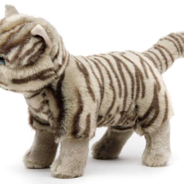 Cat with voice, standing (grey-tigered) cuddly/plush toy