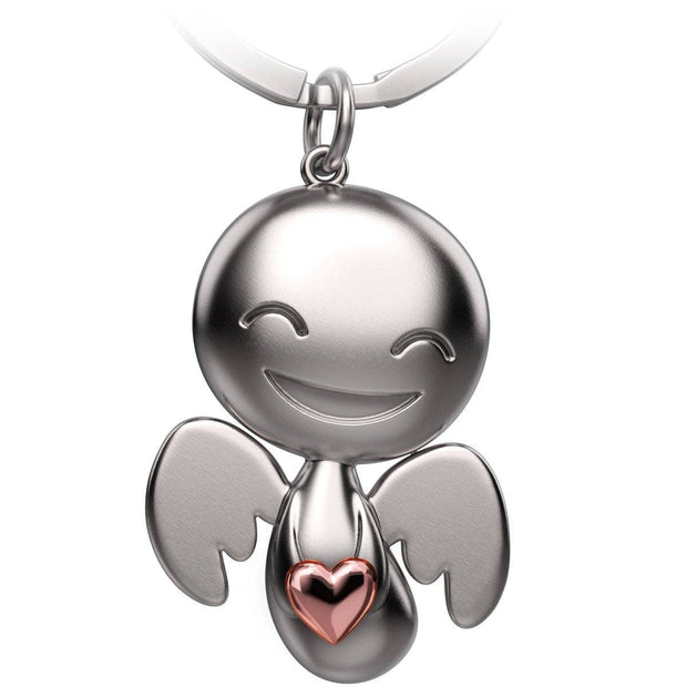 “Happy” with heart - guardian angel keychain - sweet angel lucky charm with heart