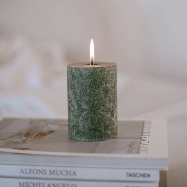 Olive block candle 70x100 grey or green