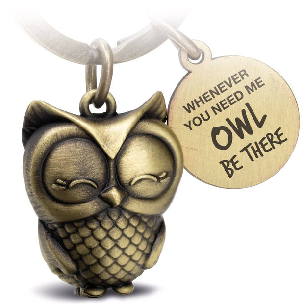 “Owl be there” owly keychain with engraving - cute owl lucky charm