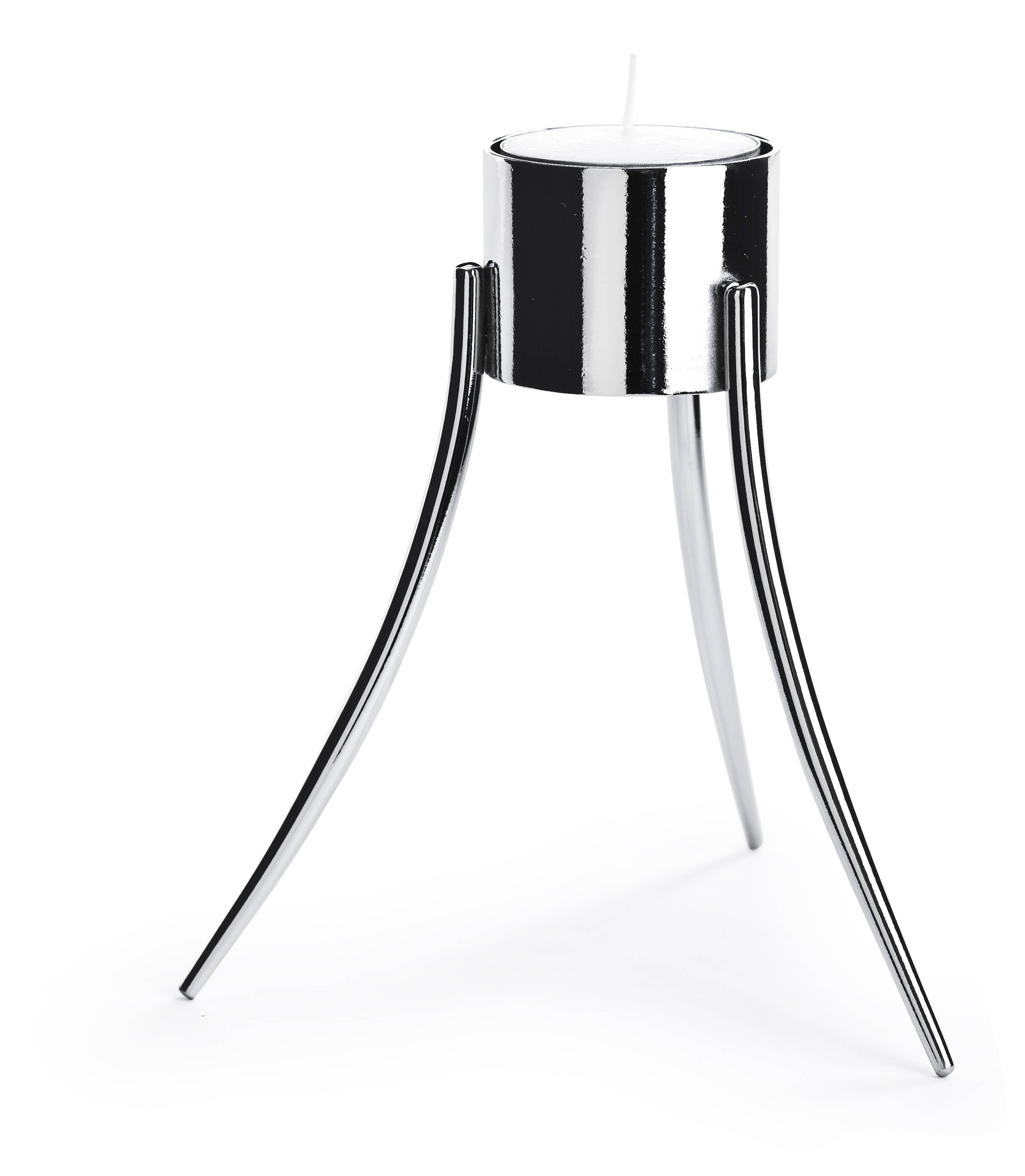 Up-Side-Down Candleholder: Polished stainless steel / 14x12 cm