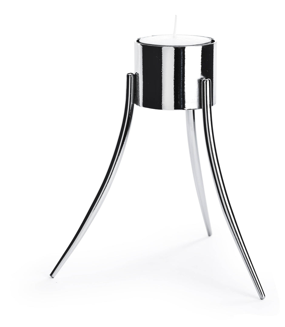 Up-Side-Down Candleholder: Polished stainless steel / 14x12 cm