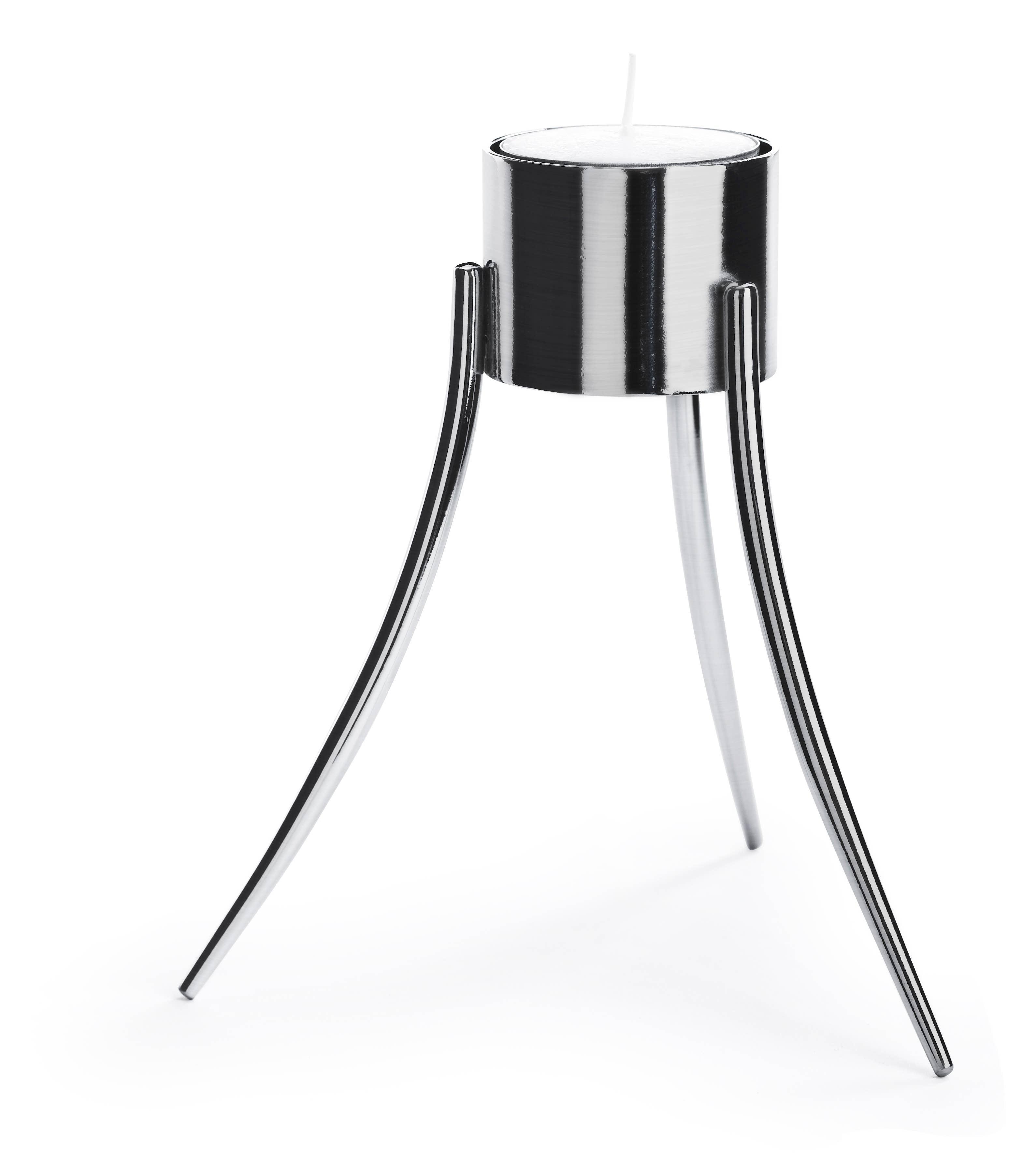 Up-Side-Down Candleholder: Polished stainless steel / 14x12 cm