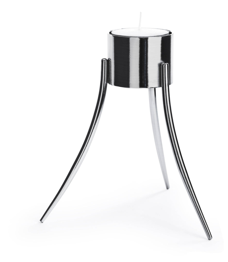 Up-Side-Down Candleholder: Polished stainless steel / 14x12 cm