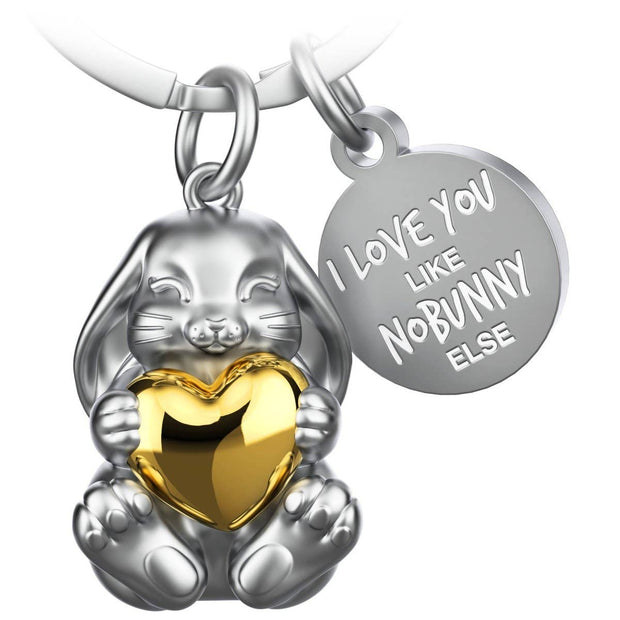 “I love you like nobunny else” bunny keychain “Bunny” with engraving - lovely lucky charm with heart